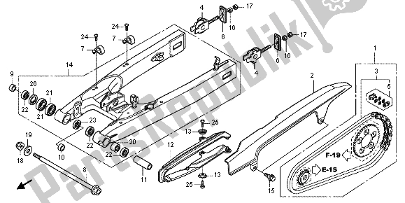 All parts for the Swingarm of the Honda CBF 1000 FA 2012