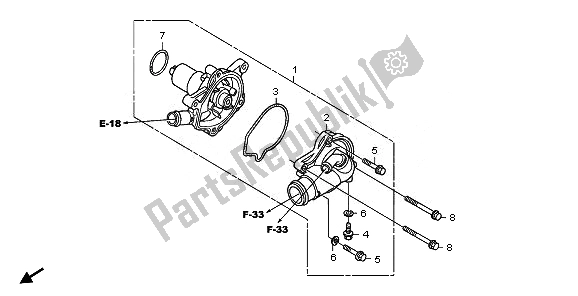 All parts for the Water Pump of the Honda XL 700 VA Transalp 2008