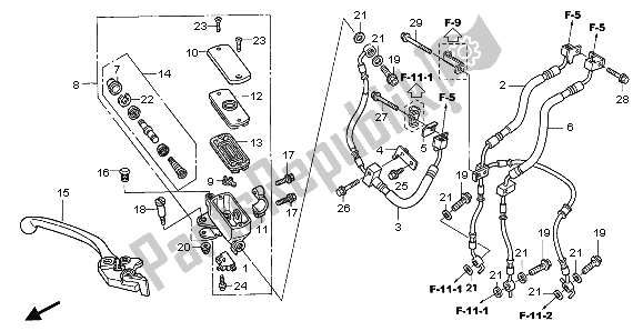 All parts for the Fr. Brake Master Cylinder of the Honda CBF 1000T 2007