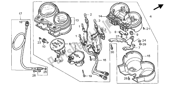 All parts for the Meter (mph) of the Honda CB 500 2002