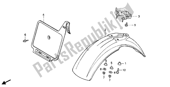Todas las partes para Guardabarros Delantero Y Matrícula Delantera de Honda XR 80R 1992