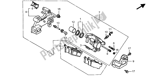 All parts for the Rear Brake Caliper of the Honda CR 80 RB LW 1996