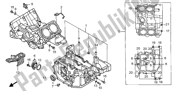 All parts for the Crankcase of the Honda ST 1100 1999