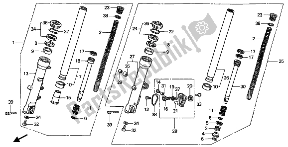 Toutes les pièces pour le Fourche Avant du Honda PC 800 1990