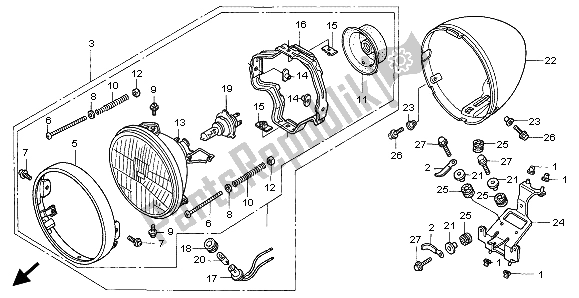 Tutte le parti per il Faro (uk) del Honda VT 750C 1999