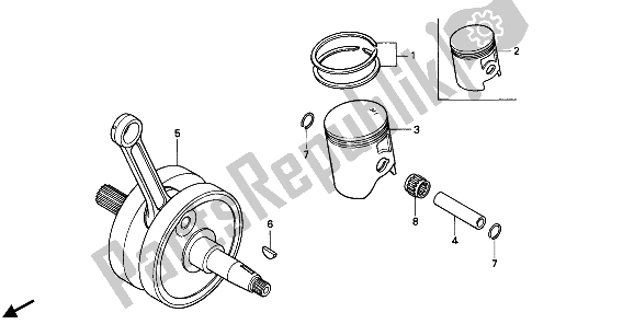 Todas as partes de Virabrequim E Pistão do Honda CR 250R 1990