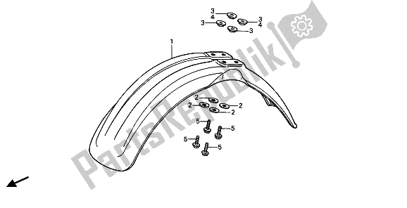 All parts for the Front Fender of the Honda CR 125R 1987