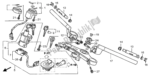 Tutte le parti per il Gestire Il Tubo E Il Ponte Superiore del Honda CBR 1100 XX 2008