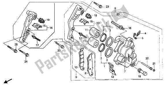 Wszystkie części do Zacisk Hamulca Przedniego Honda CR 250R 1990