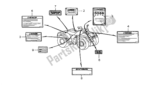 All parts for the Caution Label of the Honda TRX 450 ES Foreman 2001