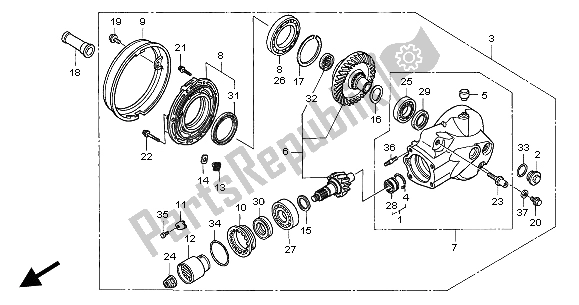 All parts for the Final Driven Gear of the Honda VTX 1300S 2004