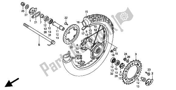 Todas las partes para Rueda Trasera de Honda XR 600R 1993