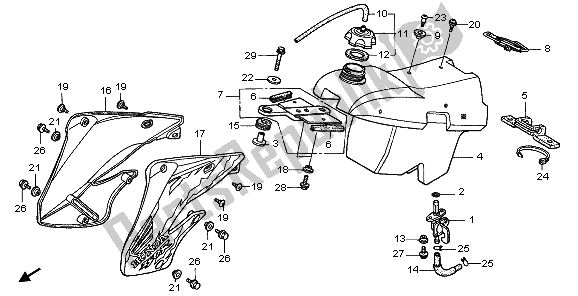 Alle onderdelen voor de Benzinetank van de Honda CR 250R 1998