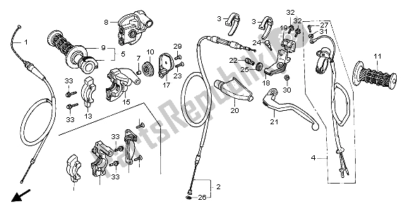 Todas las partes para Manejar Palanca E Interruptor Y Cable de Honda CR 250R 1996