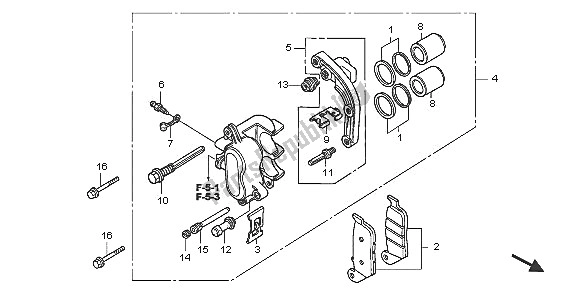 All parts for the Rear Brake Caliper of the Honda FJS 600D 2005