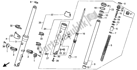 All parts for the Front Fork of the Honda VFR 750F 1994