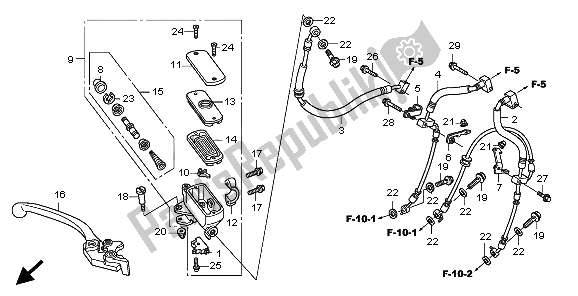 All parts for the Brake Master Cylinder of the Honda CB 600F3A Hornet 2009