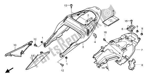 All parts for the Rear Cowl of the Honda CBR 600 RR 2003