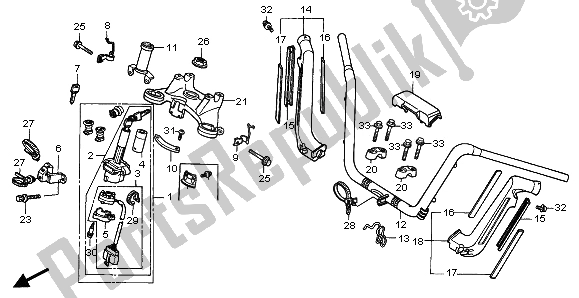 All parts for the Handle Pipe & Top Bridge of the Honda GL 1500A 1995