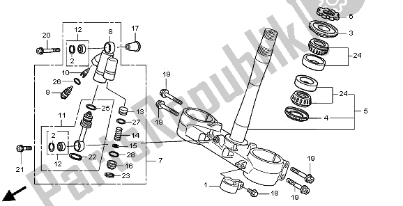 All parts for the Steering Stem of the Honda CRF 450R 2010