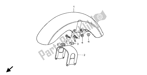 All parts for the Front Fender of the Honda VT 750C 1998