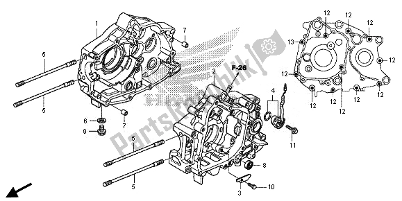 All parts for the Crankcase of the Honda CRF 110F 2014