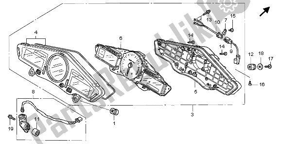 All parts for the Meter (mph) of the Honda VFR 800A 2007