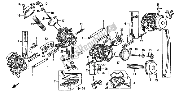 Tutte le parti per il Carburatore (parti Componenti) del Honda ST 1100 1993