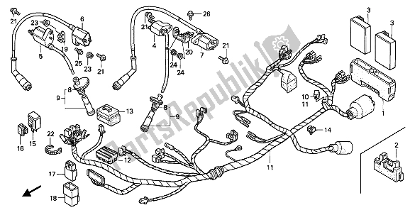 Toutes les pièces pour le Faisceau De Fils Et Bobine D'allumage du Honda XL 600V Transalp 1993