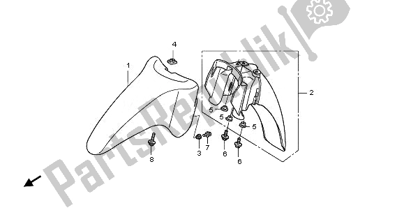 Toutes les pièces pour le Garde-boue Avant du Honda ANF 125 2011