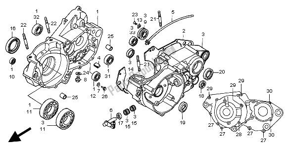 All parts for the Crankcase of the Honda CR 500R 1999