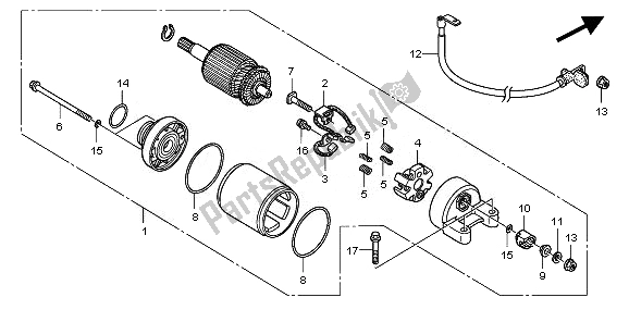 All parts for the Starting Motor of the Honda VT 750C2B 2010