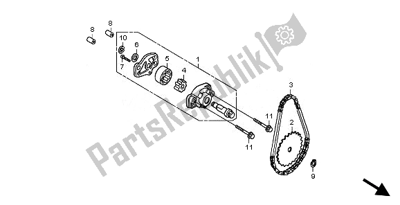 All parts for the Oil Pump of the Honda TRX 250X 2010