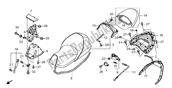 All parts for the Seat & Rear Spoiler of the Honda NSS 250A 2009