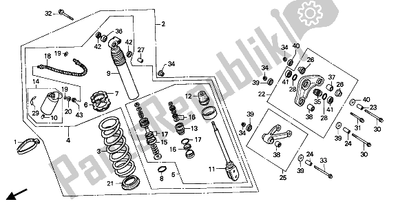 All parts for the Rear Cushion of the Honda CR 80R 1993