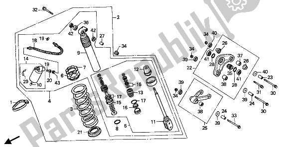 All parts for the Rear Cushion of the Honda CR 80R 1993