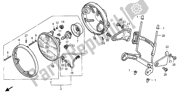 Tutte le parti per il Faro (uk) del Honda CB 1000F 1996