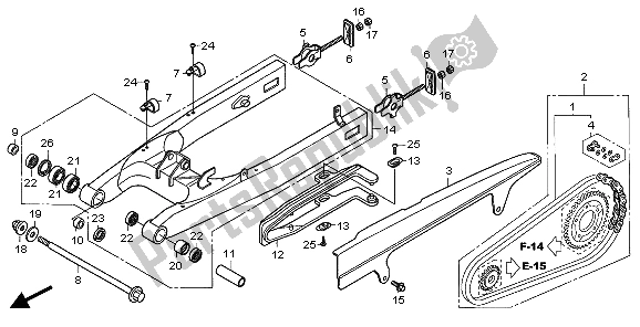 All parts for the Swingarm of the Honda CBF 600N 2007