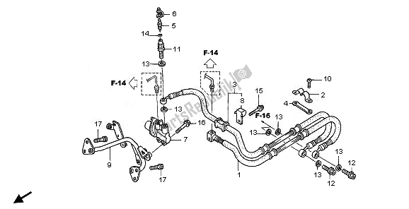 Tutte le parti per il Tubo Freno Posteriore del Honda VFR 800 2010