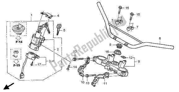 Todas las partes para Manejar Tubo Y Puente Superior de Honda FMX 650 2005