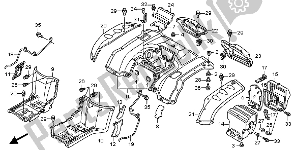 All parts for the Rear Fender of the Honda TRX 400 FA 2007