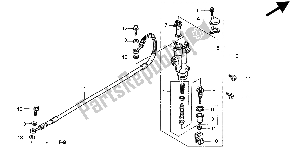 Todas las partes para Cilindro Maestro Del Freno Trasero de Honda CR 125R 2002