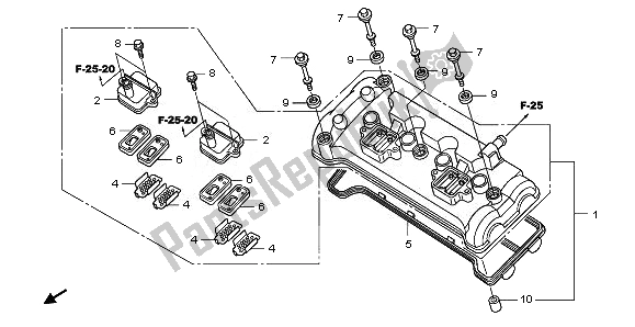 All parts for the Cylinder Head Cover of the Honda CBF 1000 FA 2011