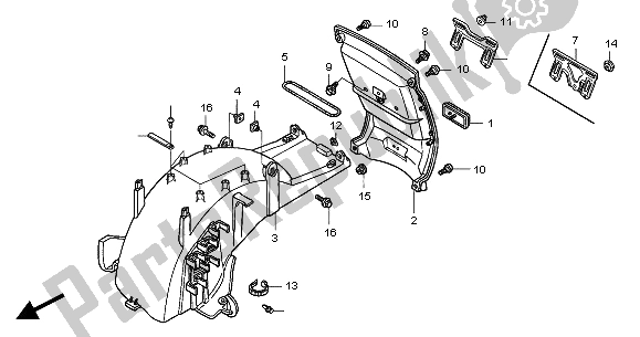 All parts for the Rear Fender of the Honda GL 1800A 2004