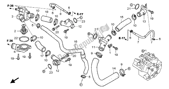 All parts for the Water Hose of the Honda VFR 800 2003