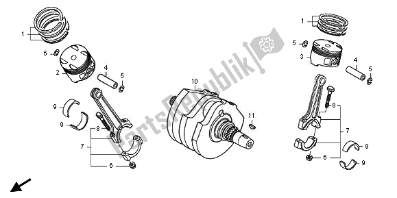 All parts for the Crankshaft & Piston of the Honda XL 700V Transalp 2011