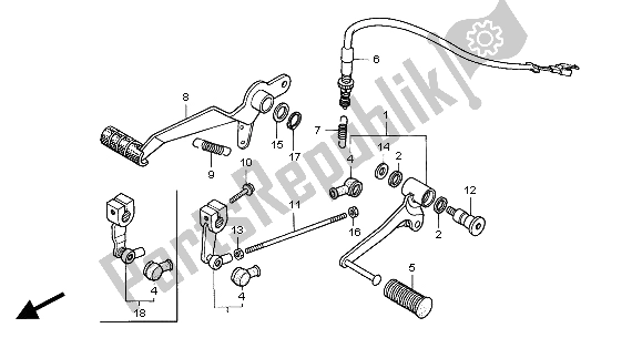 All parts for the Brake Pedal & Change Pedal of the Honda CB 600F Hornet 2004