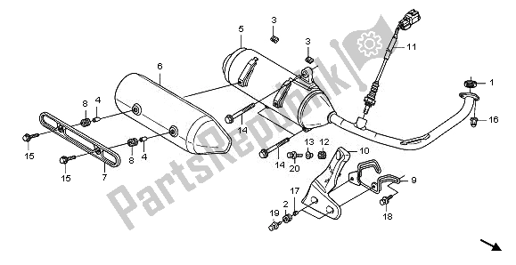 All parts for the Exhaust Muffler of the Honda FES 125A 2010