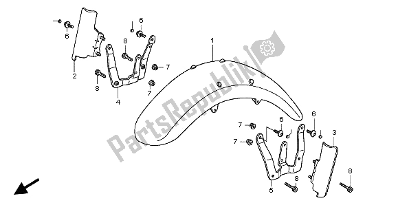 All parts for the Front Fender of the Honda VTX 1800C 2002