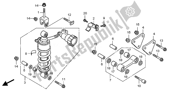 All parts for the Rear Cushion of the Honda VFR 1200F 2011